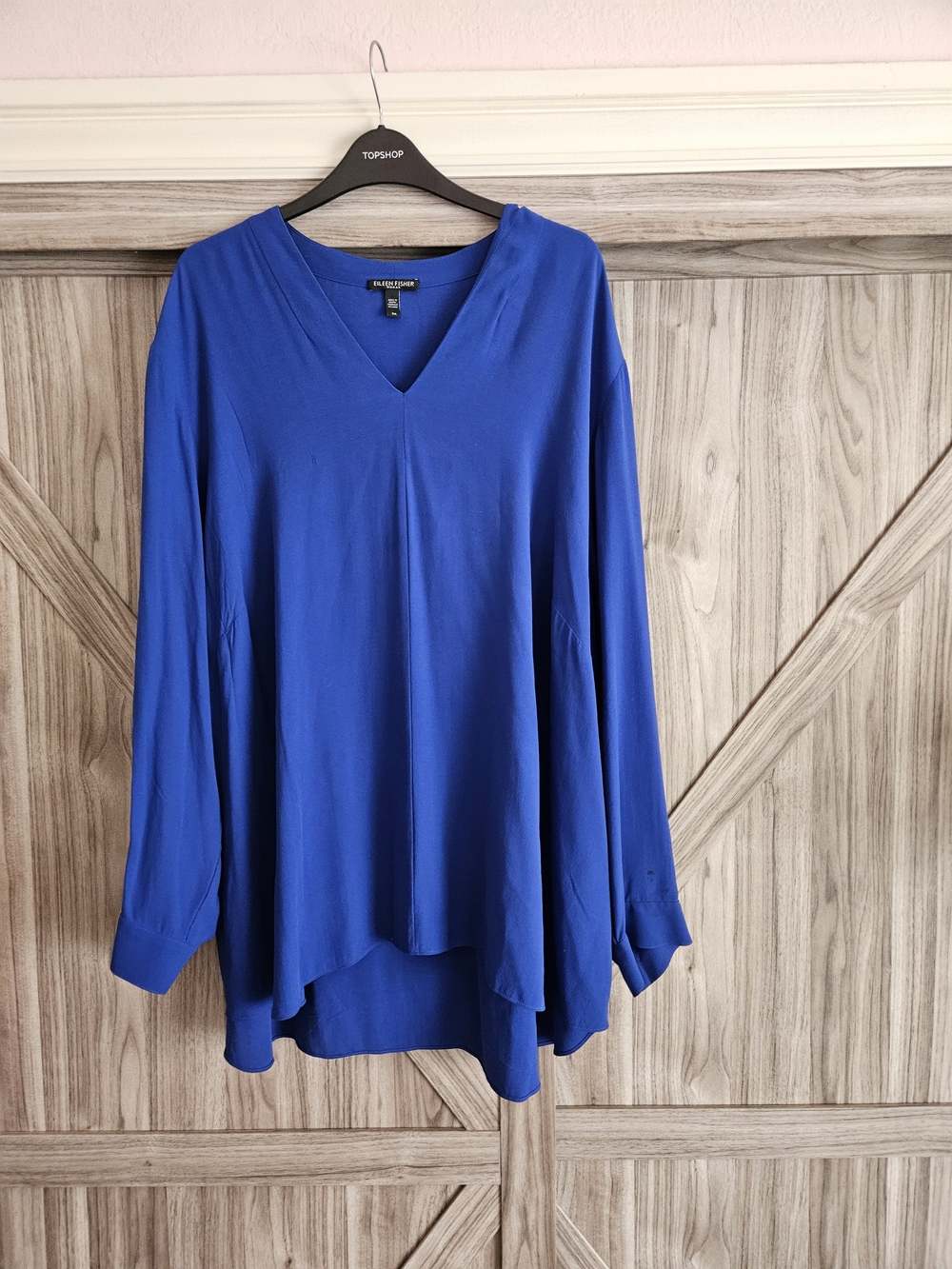 Eileen Fisher Silk 3X Women's V-Neck Long Sleeve Blouse - Royal Blue